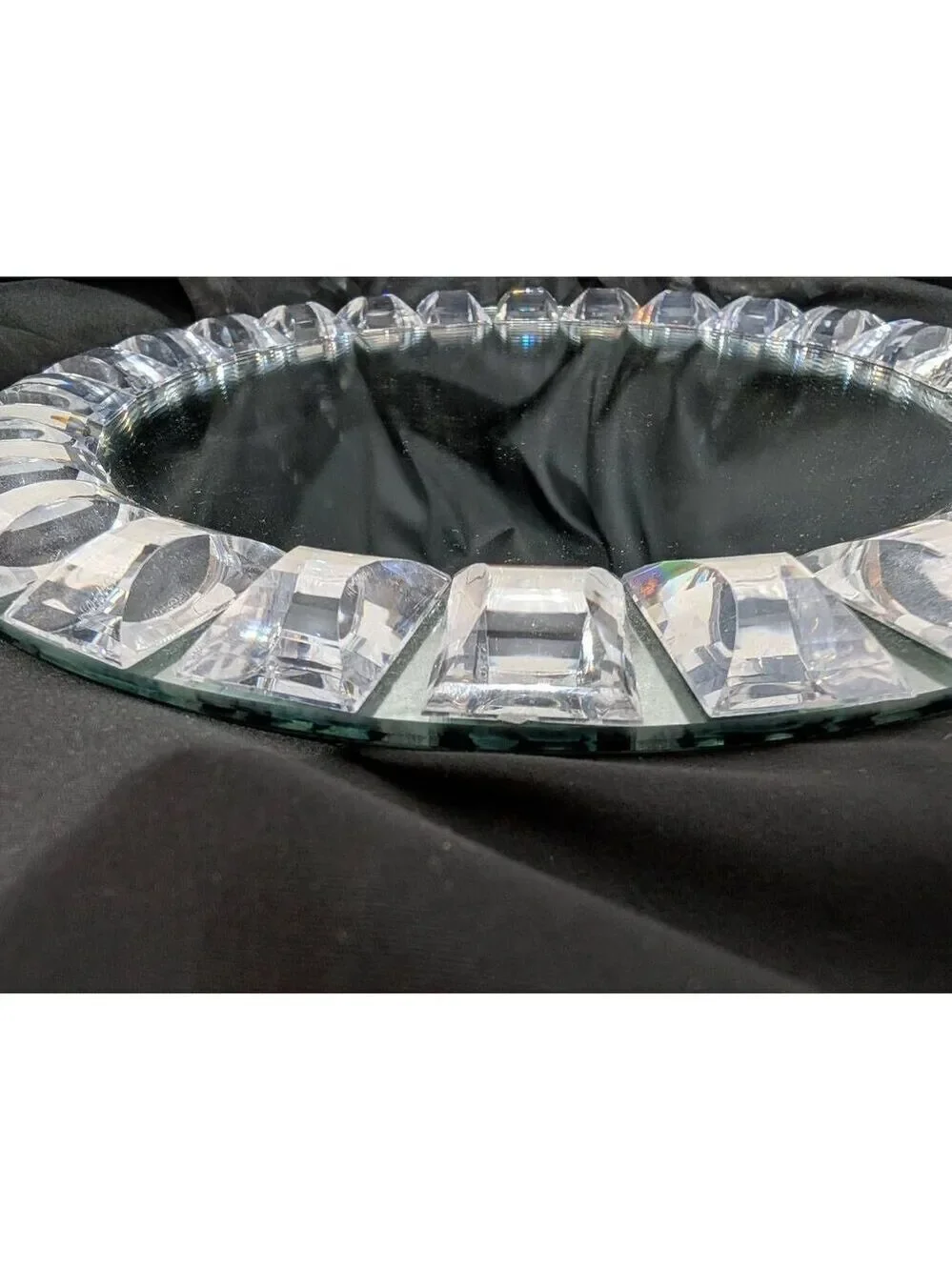 Pier 1 Round Mirror Vanity Tray 14' Diameter Retro Glam